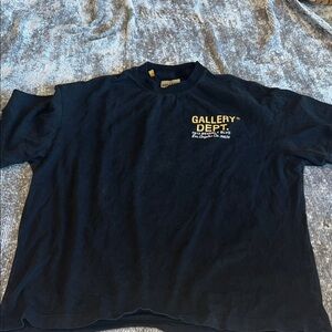 Gallery Dept Black Tee with Yellow Chest Logo